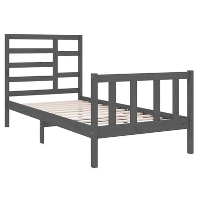 vidaXL Bed Frame Grey Solid Wood 90X190 cm Single