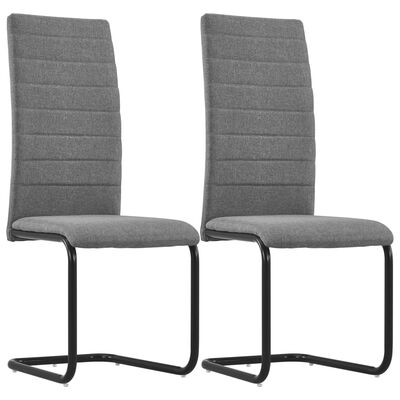 vidaXL Cantilever Dining Chairs 2 pcs Light Grey Fabric