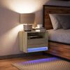 vidaXL Wall-mounted Bedside Cabinet with LED Lights Sonoma Oak
