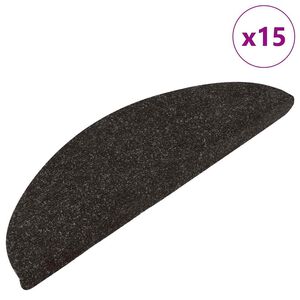 vidaXL Stair Mats Self-adhesive 15 pcs 56x17x3 cm Black