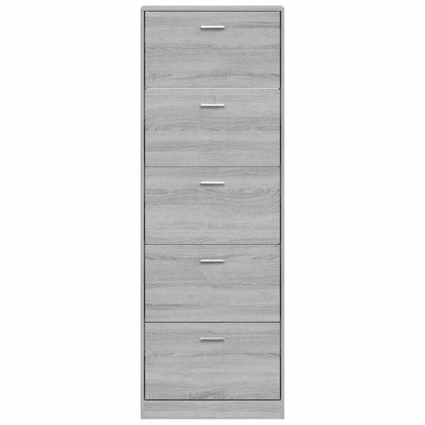 vidaXL Shoe Cabinet Grey Sonoma 59x17x169 cm Engineered Wood