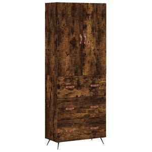vidaXL Highboard Smoked Oak 69.5x34x180 cm Engineered Wood