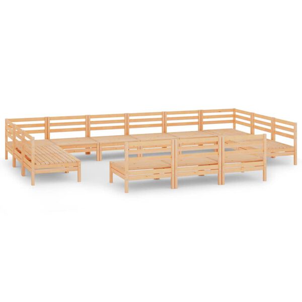 vidaXL 13 Piece Garden Lounge Set Solid Wood Pine