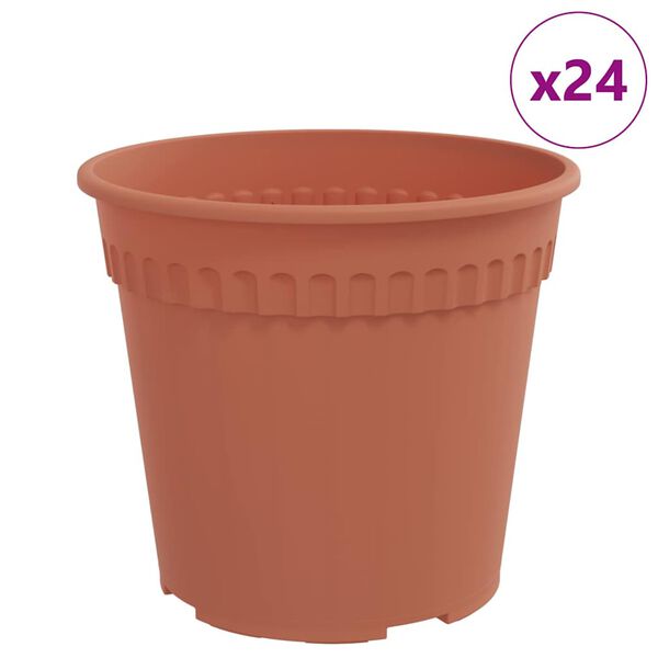 vidaXL Round Flower Pot 24 pcs Brick Red &Oslash; 19 x 16 cm Plastic