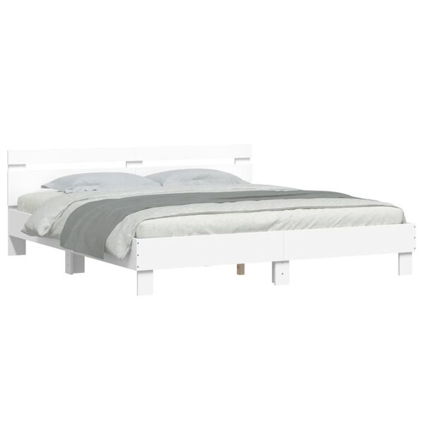 vidaXL Bed Frame with LED without Mattress White 200x200 cm