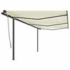 vidaXL Manual Awning with Solar LED 6 x 3 m Cream 100% Polyester