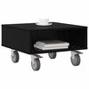 vidaXL Side Table with Wheels Black Oak 50.5 x 50 x 30 cm