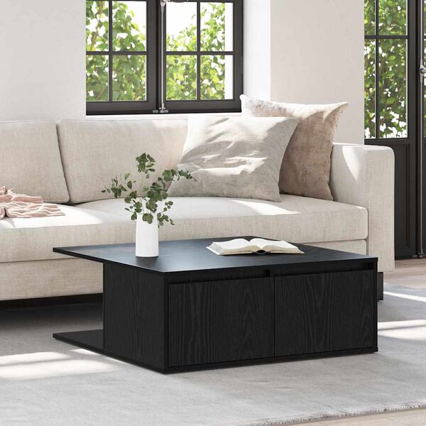 vidaXL Coffee Table Black oak 80 x 80 x 31 cm Engineered wood