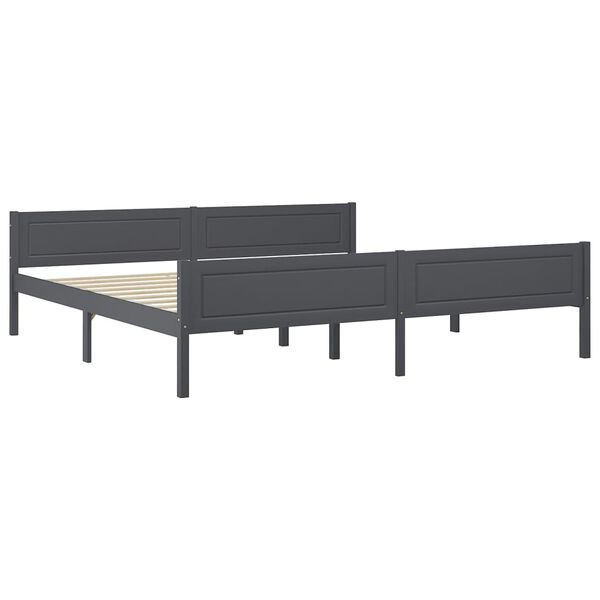 vidaXL Bed Frame without Mattress Dark Grey Solid Wood Pine 200x200 cm (322130+321990)