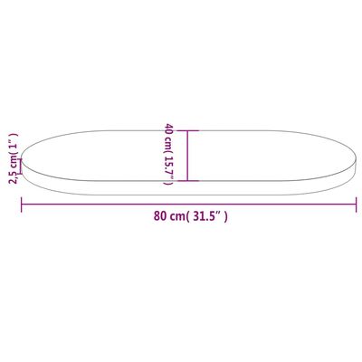 vidaXL Table Top White 80x40x2.5 cm Solid Wood Pine Oval