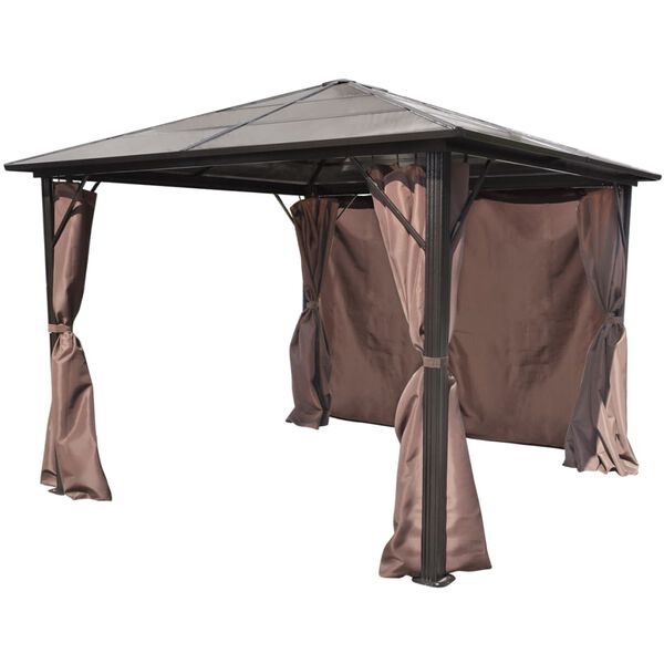 vidaXL Gazebo with Curtain Brown Aluminium 300 x 300 cm