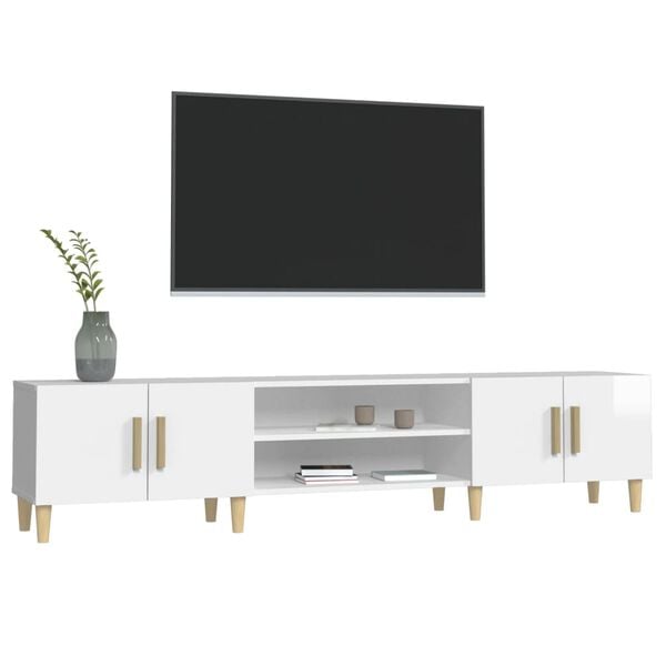 vidaXL TV Cabinet High Gloss White 180x31.5x40 cm Engineered Wood