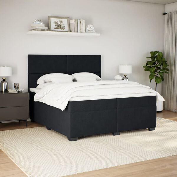 vidaXL Box Spring Bed with Mattress Black 200x200 cm Velvet