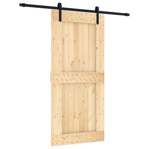 vidaXL Sliding Door Natural and Black 95 x 210 cm Solid Pine Wood