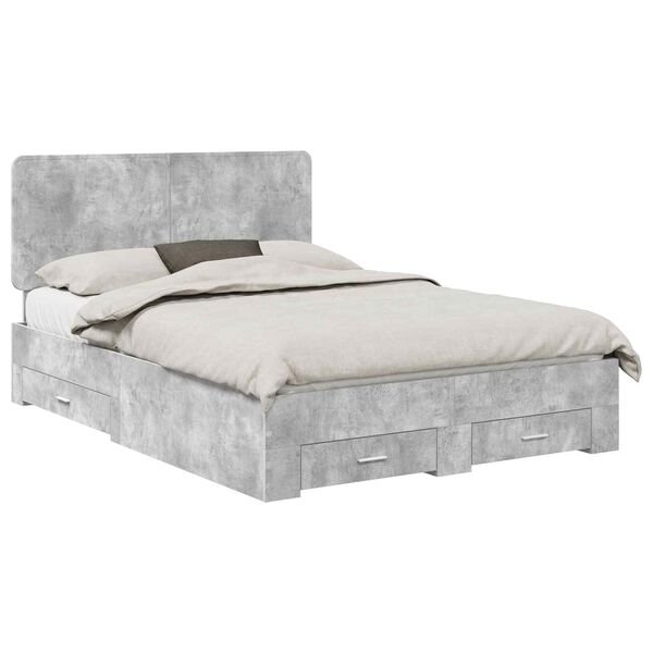 vidaXL Bed Frame Concrete Grey 160 x 200 cm Engineered Wood