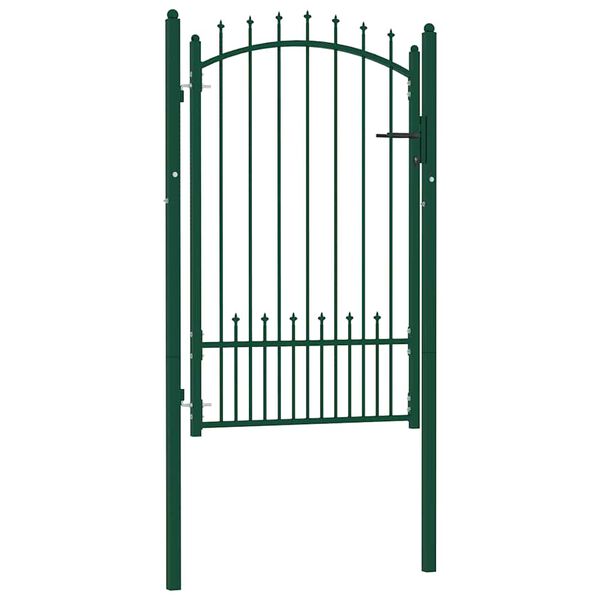 vidaXL Fence Gate with Spikes Steel 104x117 cm Green