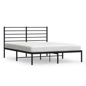 vidaXL Metal Bed Frame without Mattress with Headboard Black 120x190cm