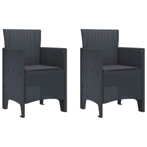 vidaXL Garden Chair 2 pcs Anthracite 53 x 49 x 85 cm PP