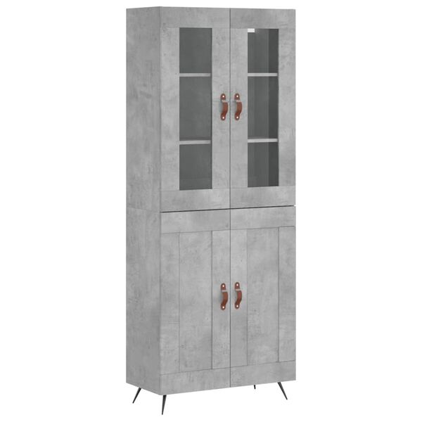 vidaXL Highboard Concrete Grey 69.5x34x180 cm Engineered Wood
