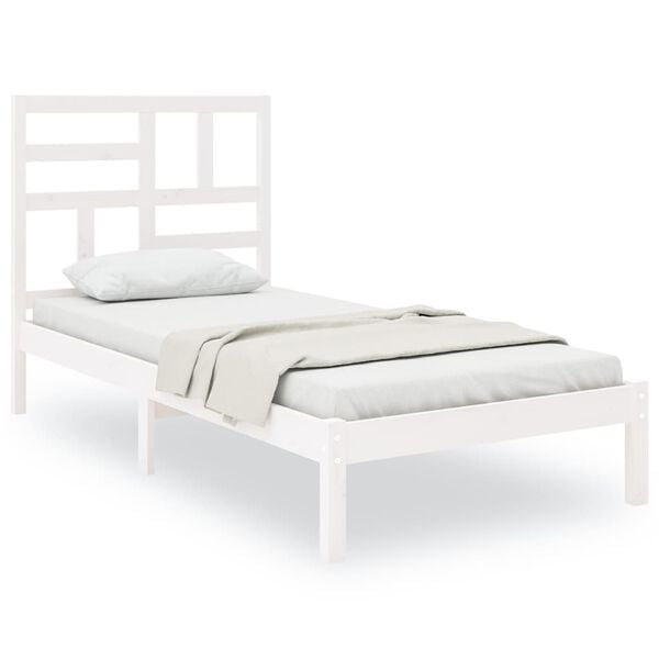 vidaXL Bed Frame without Mattress White Solid Wood 90x200 cm