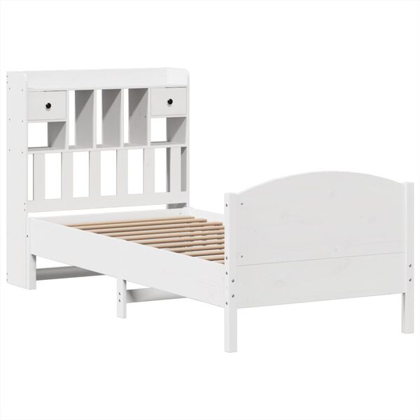 vidaXL Bookcase Bed without Mattress White 75x190 cm Small Single Solid Wood Pine