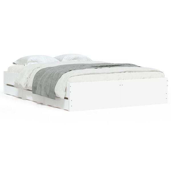 vidaXL Bed Frame with Drawers without Mattress White 120x200 cm
