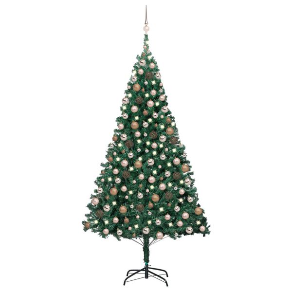 vidaXL Artificial Pre-lit Christmas Tree with Ball Set Green 240 cm