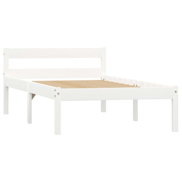 vidaXL Bed Frame without Mattress White Solid Pine Wood 90x200 cm