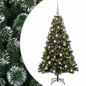 vidaXL Artificial Christmas Tree with Bauble 120 cm 150 LEDs