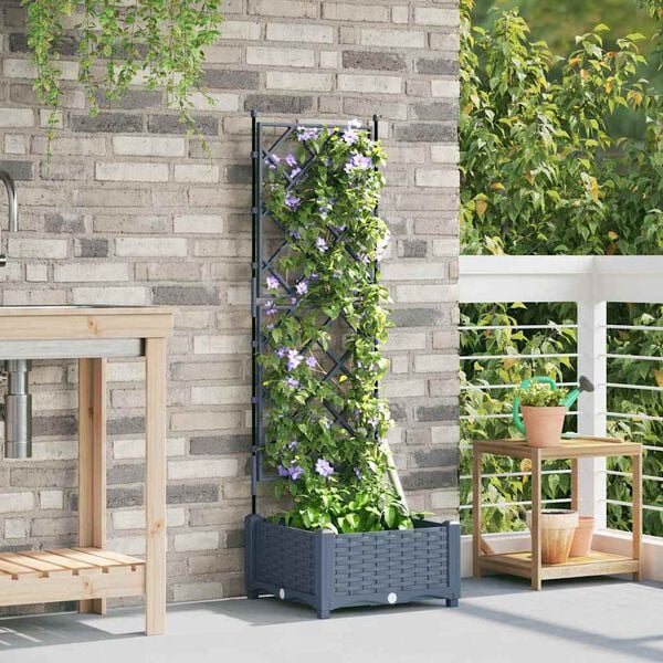 vidaXL Garden Planter LiGht Grey 40 x 40 x 125.5 cm Steel