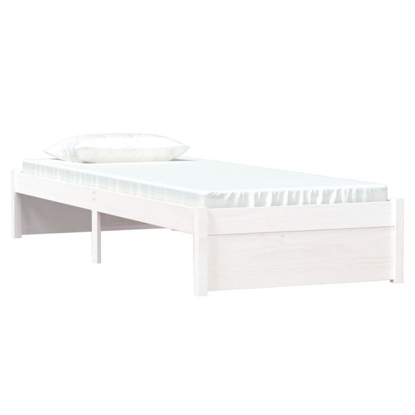 vidaXL Bed Frame without Mattress White Solid Wood 75x190 cm Small Single