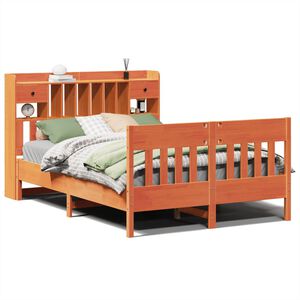 vidaXL Bed Frame without Mattress Wax Brown 150x200 cm King Size Solid Wood Pine