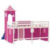 vidaXL Kids' Loft Bed with Tower without Mattress Pink 80x200 cm
