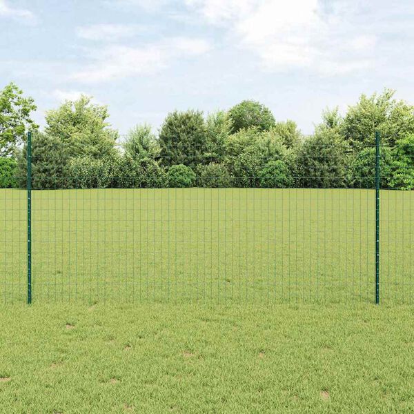 vidaXL Fence with Post Green 1.2 x 25 m Steel and PVC