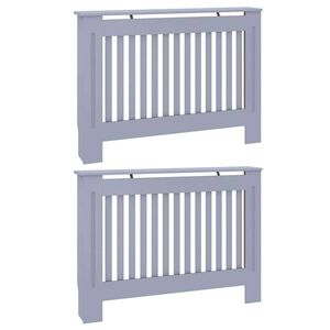 vidaXL Radiator Cover 2 pcs Grey 112 x 19 x 81.5cm Engineered Wood