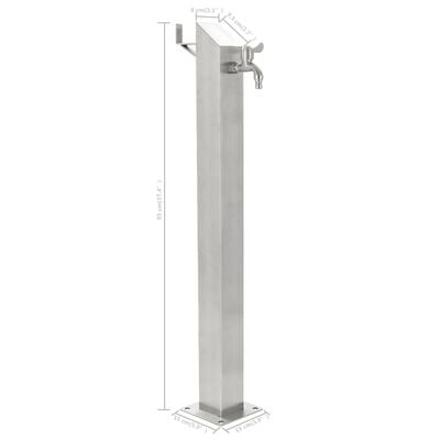 vidaXL Garden Water Column Stainless Steel Square 95 cm