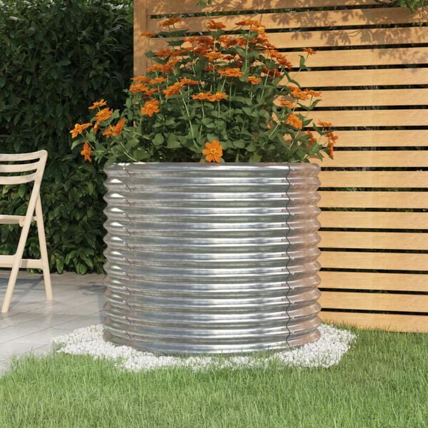 vidaXL Garden Planter Galvanised Steel 80x80x68 cm Silver