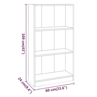vidaXL Book Cabinet Grey Sonoma 60x24x109 cm Engineered Wood