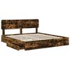vidaXL Storage Bed with Drawer Smoked Oak 180 x 200 cm Engineered Wood