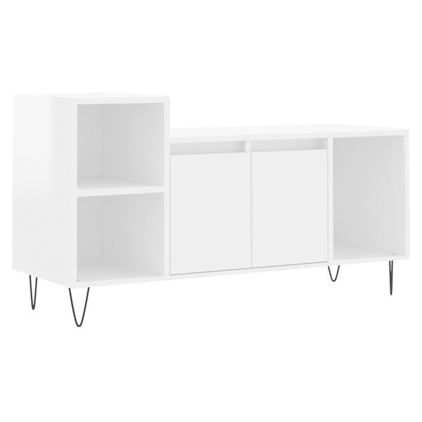 vidaXL TV Cabinet High Gloss White 100x35x55 cm Engineered Wood