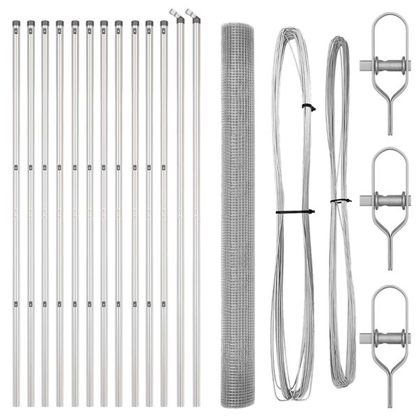 vidaXL Fence Post Silver 25 x 1.6 m (16 x 16 mm mesh) Steel