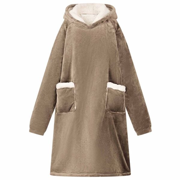 vidaXL Blanket Hoodie Camel 112 x 94 cm Fleece and Flannel