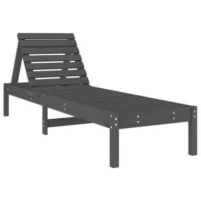 vidaXL Sun Loungers 2 pcs with Table Grey Solid Wood Pine