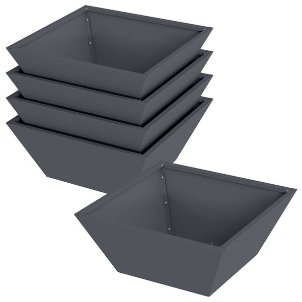 vidaXL Garden Planter 5 pcs Anthracite 40 x 40 x 15 cm