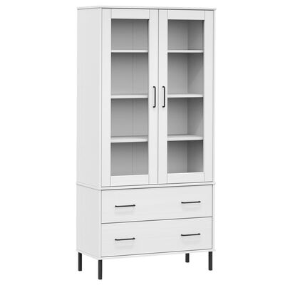 vidaXL Bookcase with Metal Legs White 85x35x172.5 cm Solid Wood OSLO