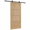 vidaXL Sliding Door Natural and Black 93 x 202 cm Solid Pine Wood