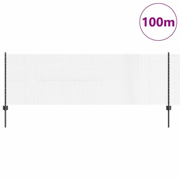 vidaXL Fence with Post Grey 0.8 x 100 m Steel and PVC