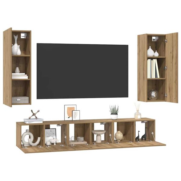 vidaXL TV Cabinet Set Wall-mounted 5 pcs Artisan Oak Engineered Wood
