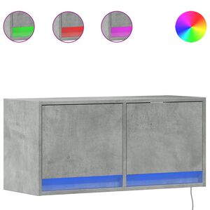 vidaXL TV Wall Cabinet with LED Lights Concrete Grey 80x31x38 cm
