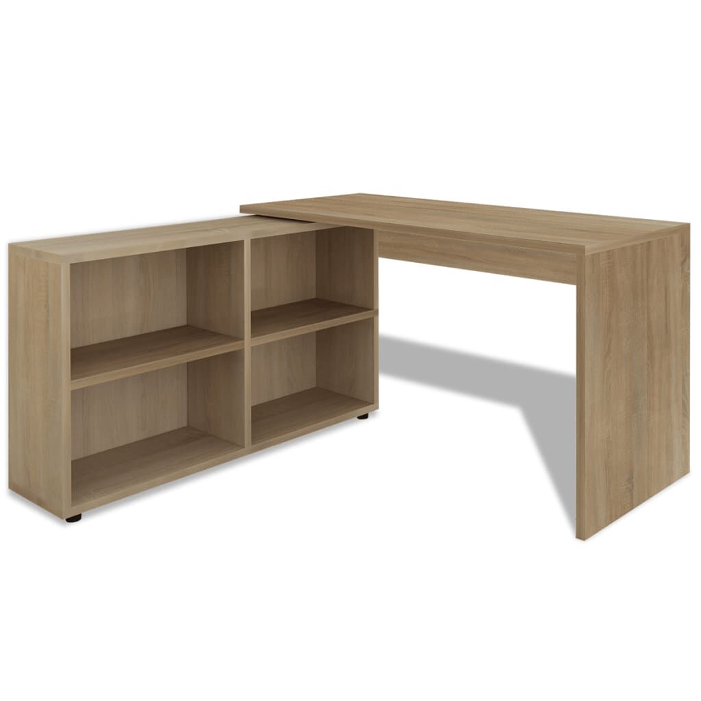 vidaXL Corner Desk 4 Shelves Oak vidaXL